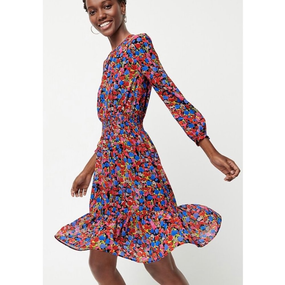 J. CREW Cinched Waist Watercolor Floral Print